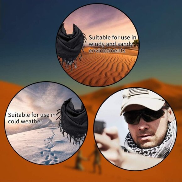 ⚡Men Black Red 100% Cotton Military Shemagh Tactical Keffiyeh Scarf Wrap - Picture 9 of 9